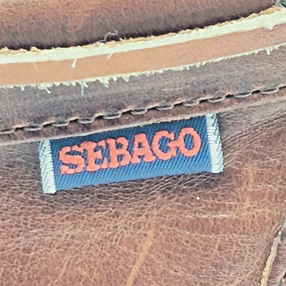 Sebago Docksides Men's Brown Leather Boat Shoes Size 8W 2 Eye Nautical Loafers